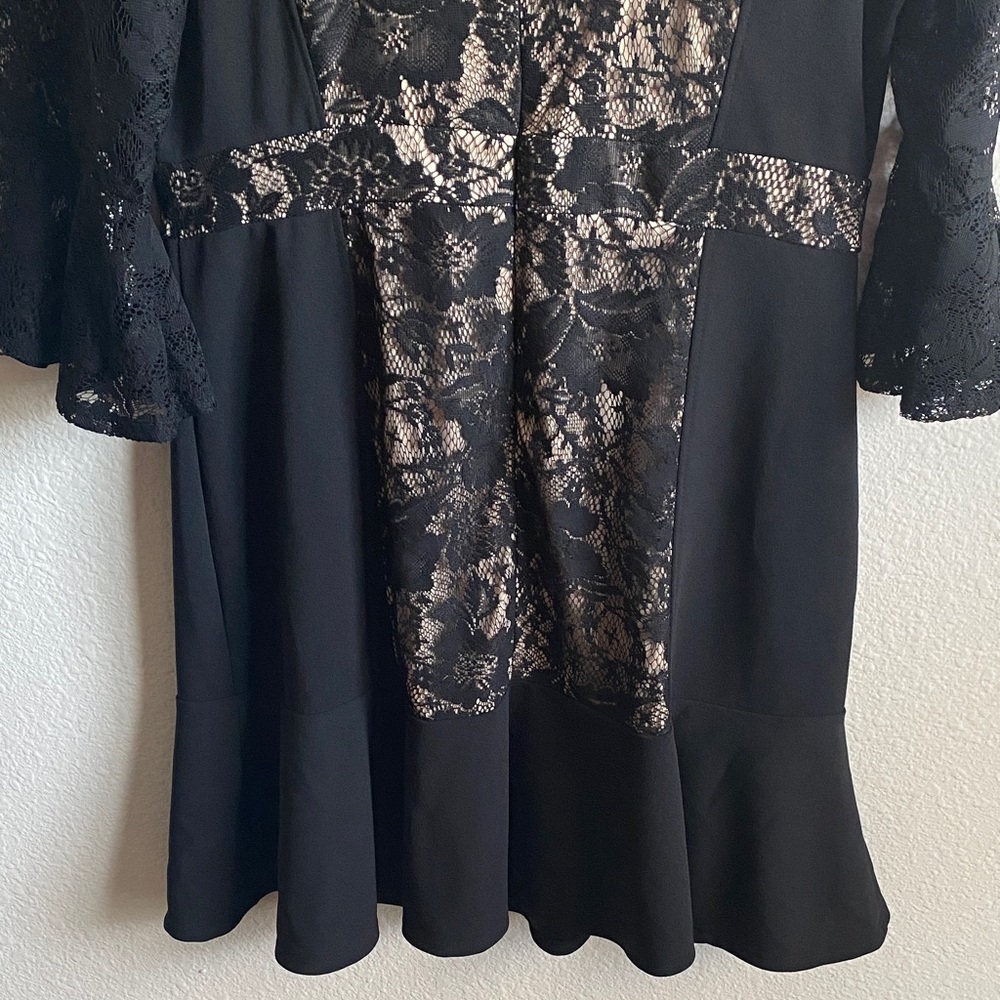 NY Collection Black and Beige Lace Dress - Picture 10 of 11